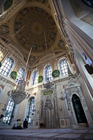 The interior of Ortakoy Mosque